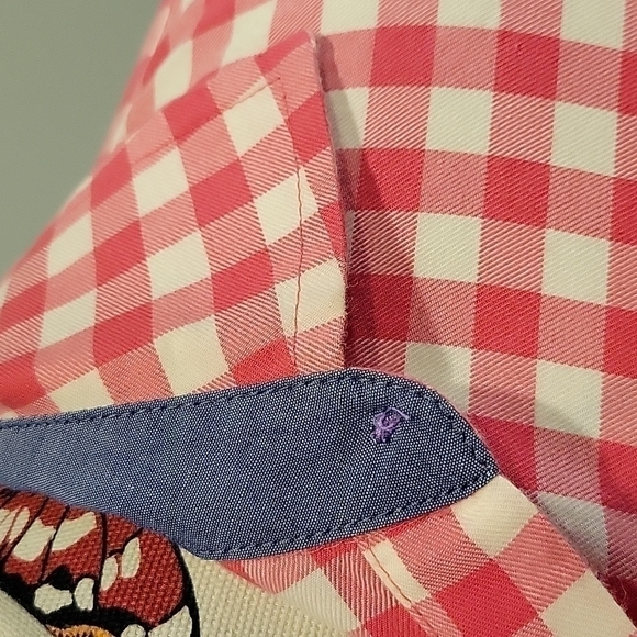 TALBOTS button down, check pattern, denim cuffs, 100% cotton. Size Small petite - Picture 5 of 9